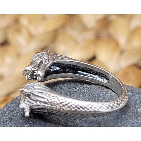 NEW Double Dragon Sterling Silver Ring Mythical Design Fantasy Game Thrones Goth - Picture 2 of 8
